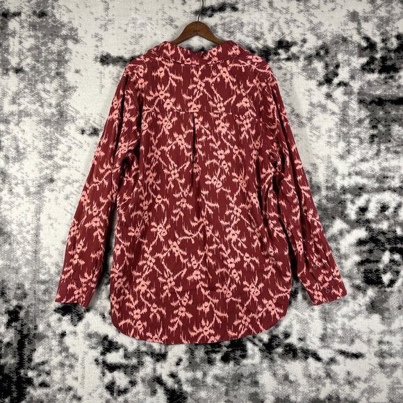 Knox Rose Top Womens Size Large Button Up High Low Hem V-Neck Collared - Picture 2 of 10